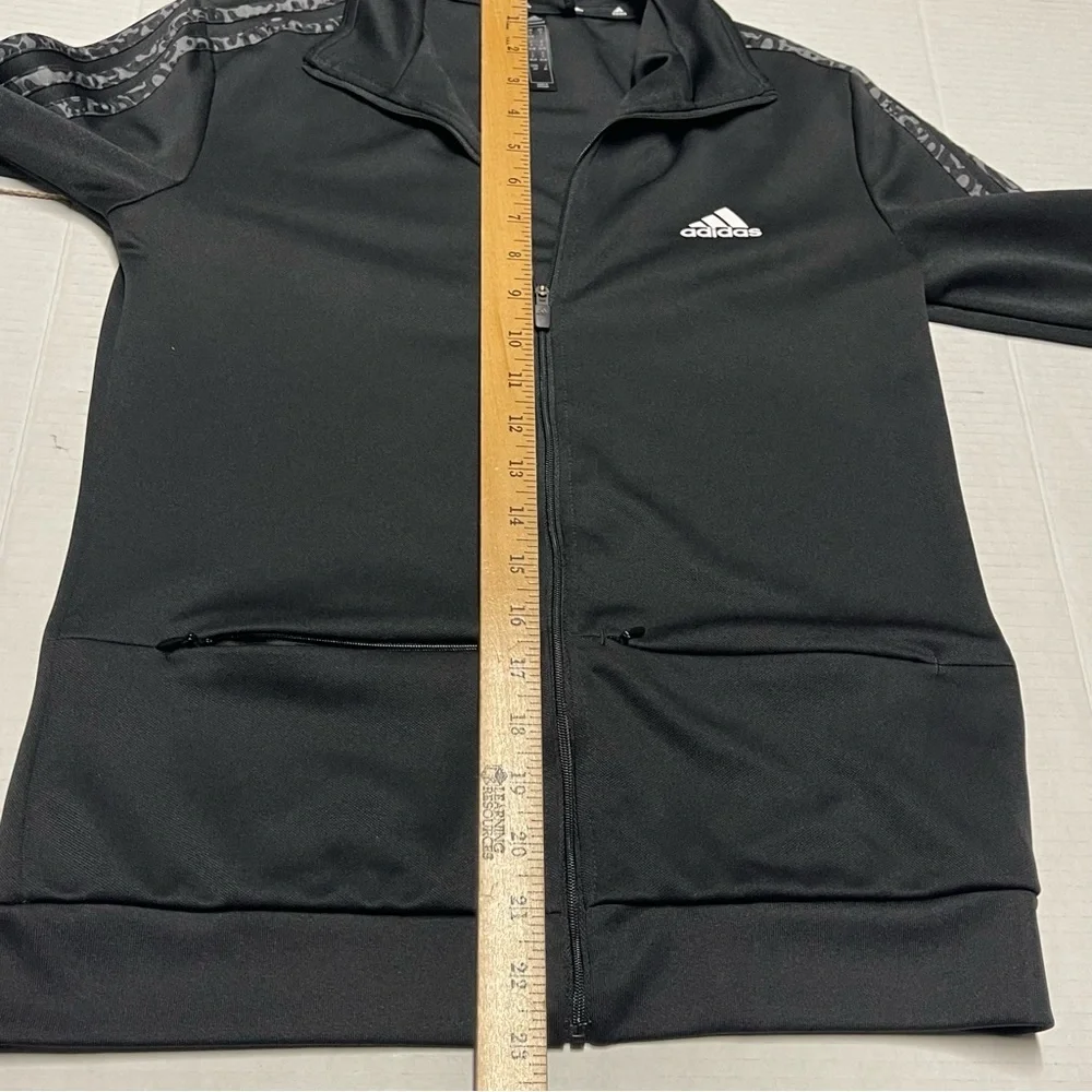 Adidas Women’s Sereno Track Jacket Size Small Black Camo Sleeve Striped Full Zip - Picture 13 of 13